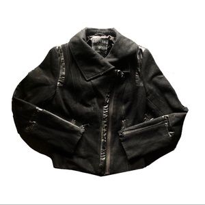 Guess Black Zippered Leather Jacket